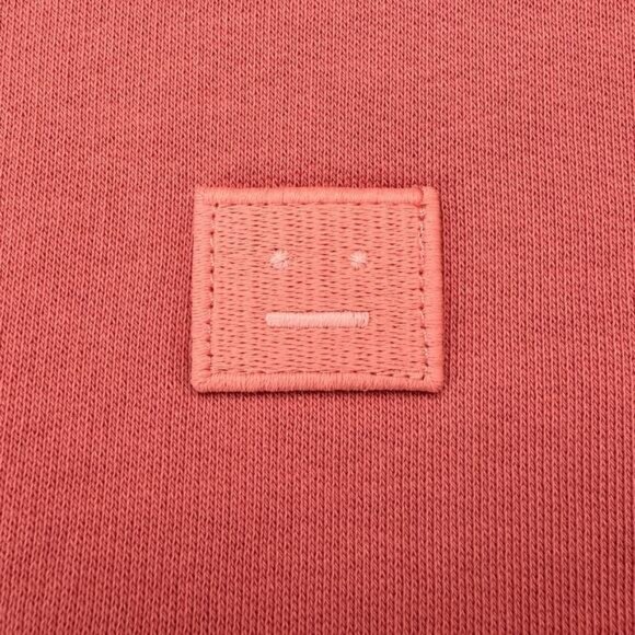 ACNE STUDIOS Fairview Face Sweatshirt Fleece Lined Salmon Pink Unisex Size Large - Picture 4 of 7